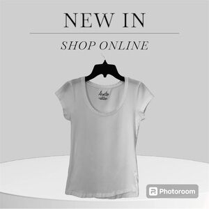 Aveto Brand Fitted Stretch Scoop Neck Juniors Size Med, White